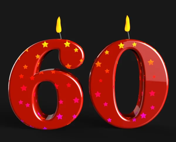 Number Sixty Candles Show Elderly Birthday Or Birth Anniversary — Stock Photo, Image