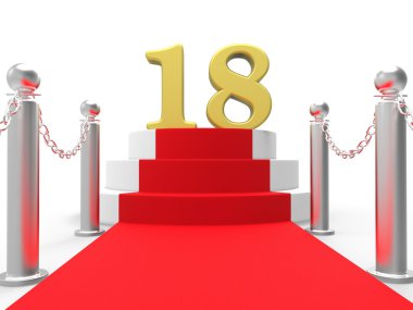 kırmızı halı anlamına gelir Ünlü onsekizinci birthda üzerinde altın on sekiz