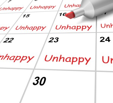 Unhappy Calendar Means Miserable Troubled Or Dissatisfied clipart