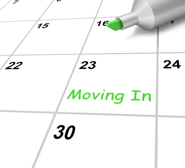 Moving In Calendar Means New Home Or Tenancy — Stock Photo, Image