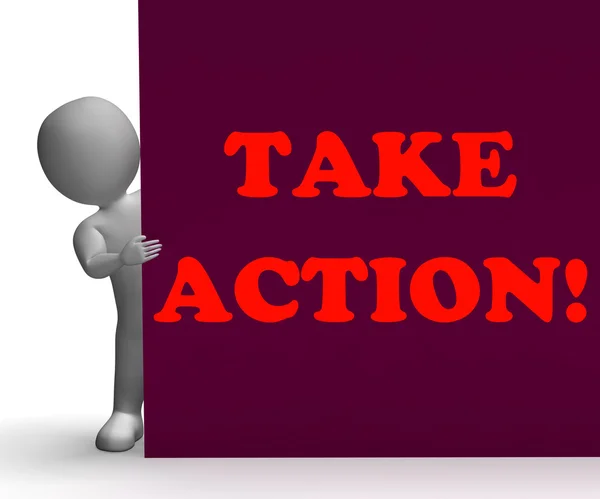 Take Action Sign Shows Inspirational Encouragement — Stock Photo, Image