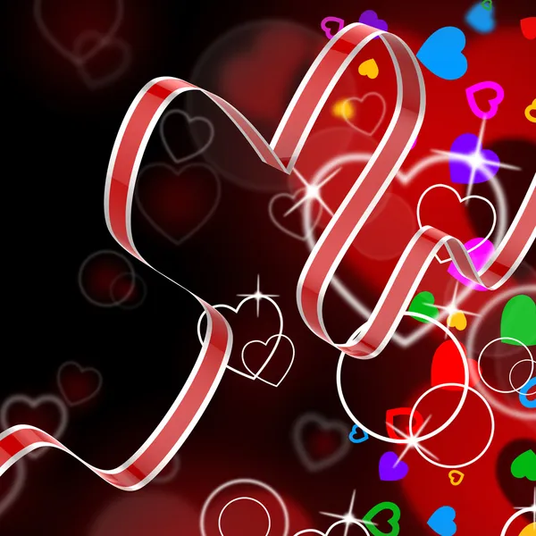 Ribbon Heart Shows Celebration Decorative Or Festive Decorations — Stock Photo, Image