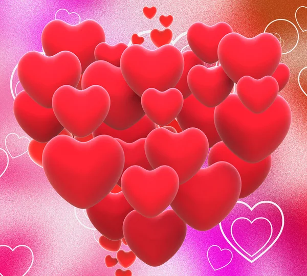 Heart Made With Hearts Shows Valentines Day Or Loving Celebratio — Stock Photo, Image