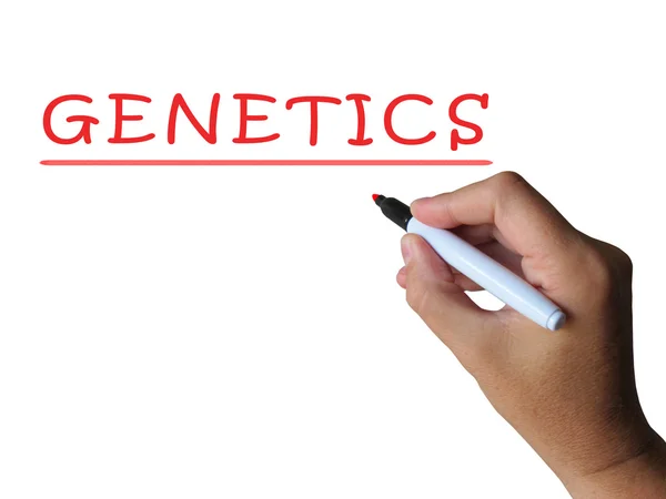 Słowo genetyka pokazuje genetycznej i anatomia — Zdjęcie stockowe
