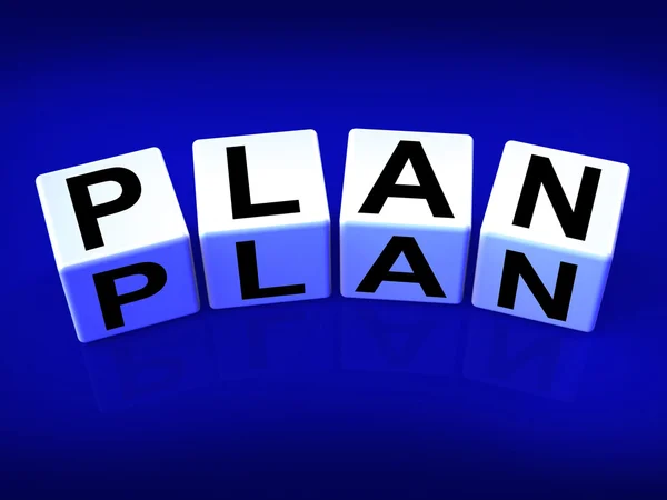 Bloques de Plan Mean Metas Estrategias y Planes — Foto de Stock