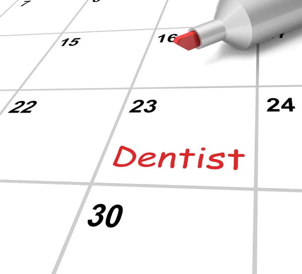 Dentysta kalendarz oznacza sprawdzanie jamy ustnej i zębów — Zdjęcie stockowe