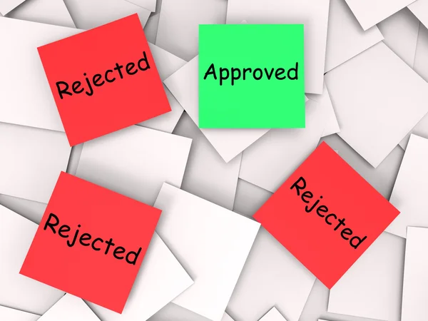 Approvato respinto Post-It Note significa approvazione o rifiuto — Foto Stock