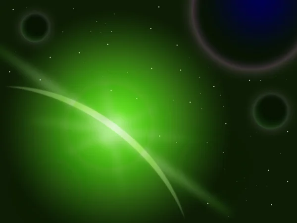 Green Star Behind Planet Means Astrology And Astronomy — Stock Photo, Image