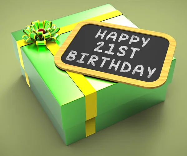Happy Twenty-First Birthday Present Shows Becoming Adult Or Cele — Stock Photo, Image