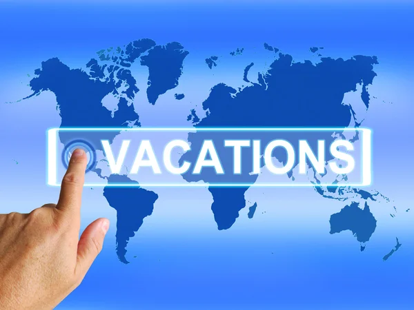 Vacations Map Means Online Planning or Worldwide Vacation Travel — Stock Photo, Image