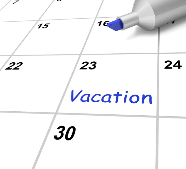 Vacation Calendar Shows Break Or Free From Work — Stock Photo, Image