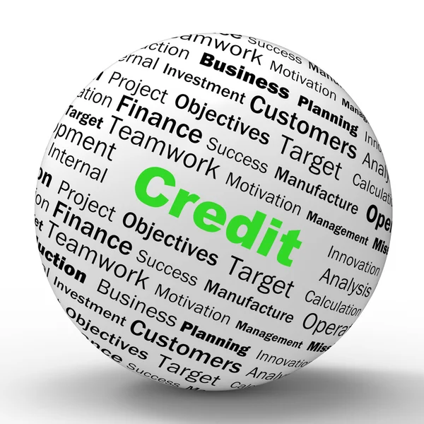 La definizione della sfera di credito mostra acquisti senza contanti o L finanziaria — Foto Stock