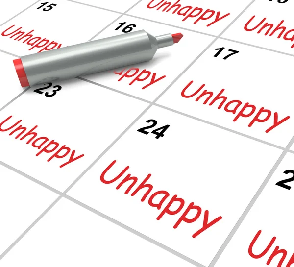 Calendario infeliz significa problemas estrés o tristeza —  Fotos de Stock