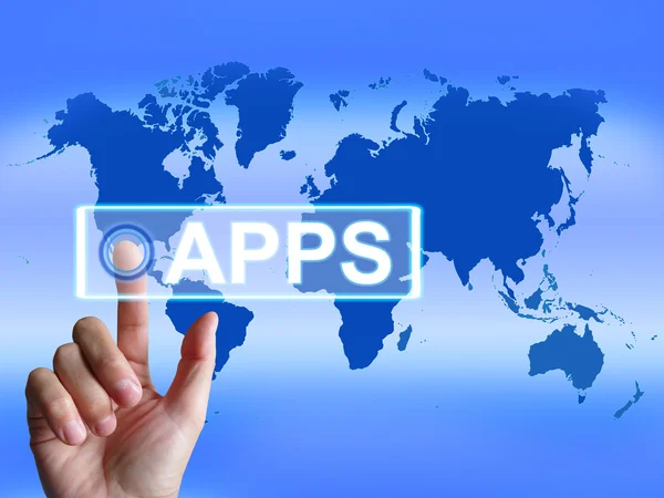 Apps kaart vertegenwoordigt internationale en wereldwijde toepassingen — Stockfoto