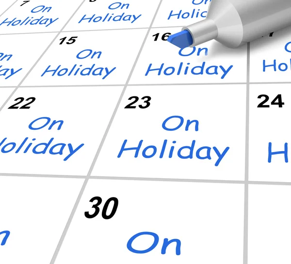 On Holiday Calendar Means Vacation And Break From Work — Stock Photo, Image