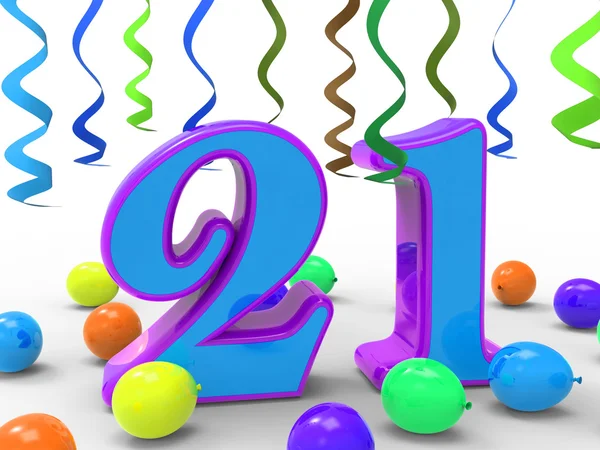 Number Twenty One Party Means Colourful And Bright Decoration An — Stock Photo, Image