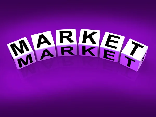 Market blocks Indicate Retail Promotions or Forex Trading — Stock Photo, Image