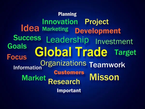 Tormenta de ideas sobre el comercio mundial significa planificar el comercio internacional —  Fotos de Stock