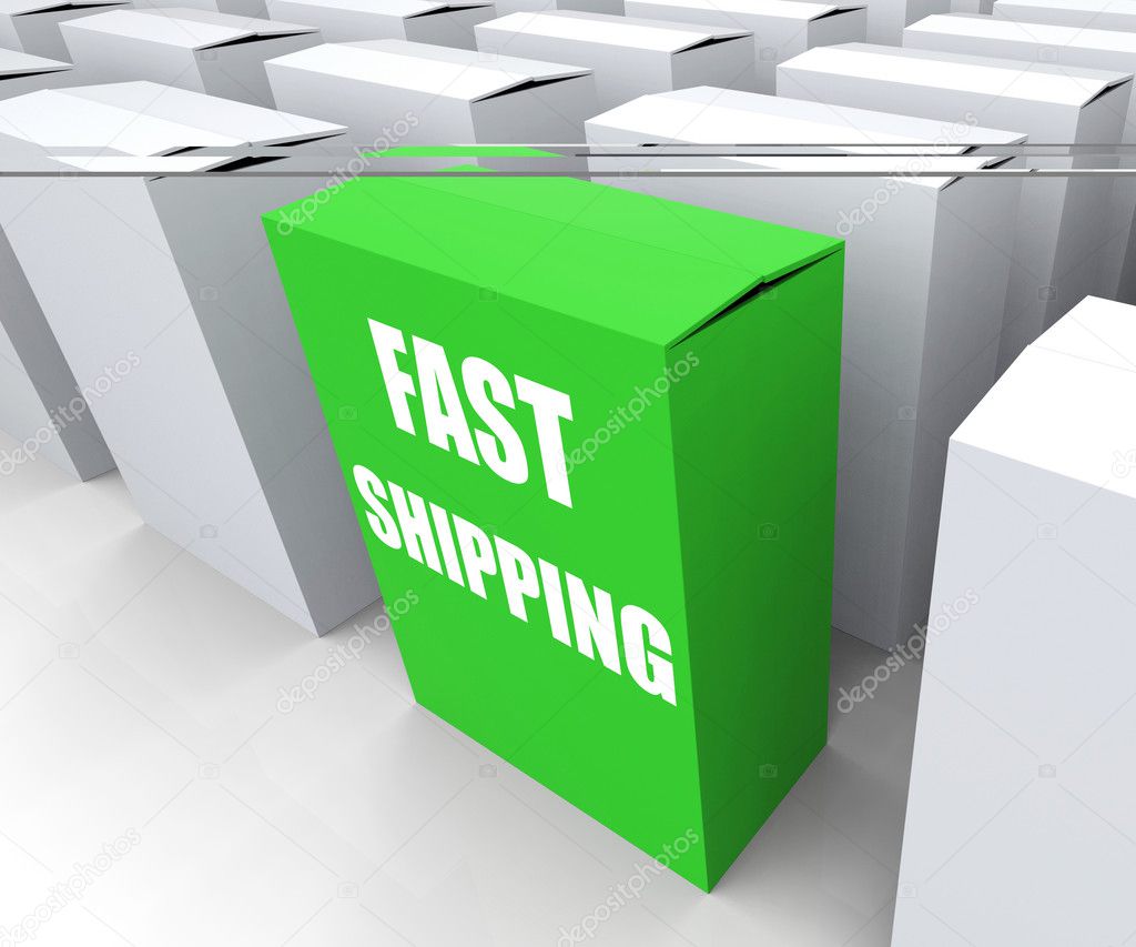 Fast Shipping Box Shows Quick Deliveries and Transportation