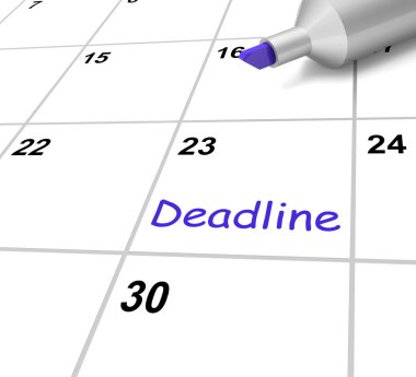 Deadline Calendar Means Target And Due Date clipart