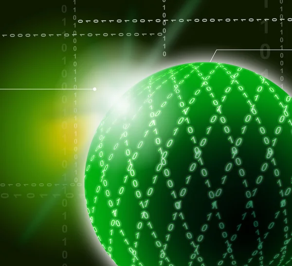 Green Ornamented Sphere Background Shows Geometrical Art And Dig — Stock Photo, Image