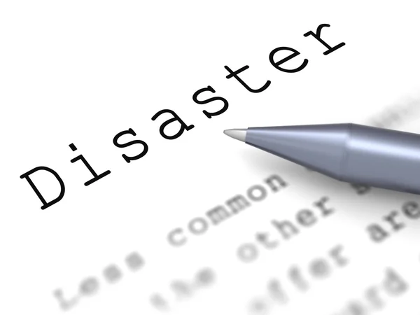 Palavra de desastre significa calamidade e crise de emergência — Fotografia de Stock