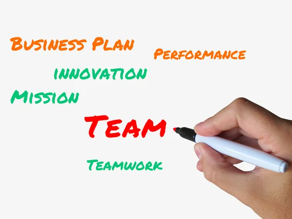 Mots d'équipe sur le tableau blanc Montrer le travail d'équipe et le partenariat — Photo