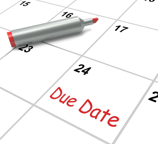 Powodu Data kalendarza pokazuje termin składania — Zdjęcie stockowe