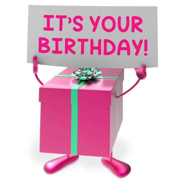It 's Your Birthday Sign Means Presents and Giifts (dalam bahasa Inggris) — Stok Foto