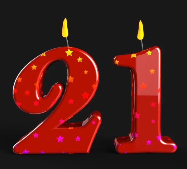 Number Twenty One Candles Mean Adult Celebration Or Party — Stock Photo, Image