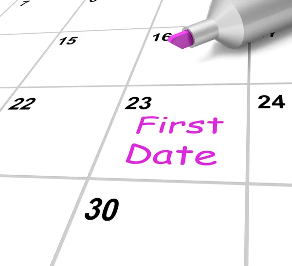 First Date Calendar Means Romance And Dating — Stock Photo, Image