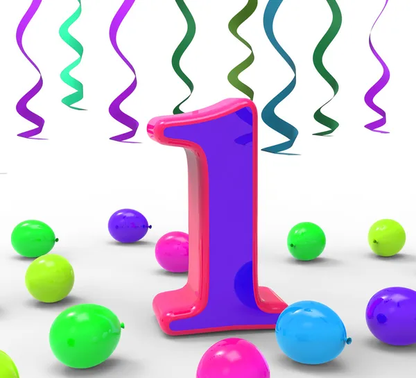 Number One Party Means First Year Party Or Celebration — Stock Photo, Image