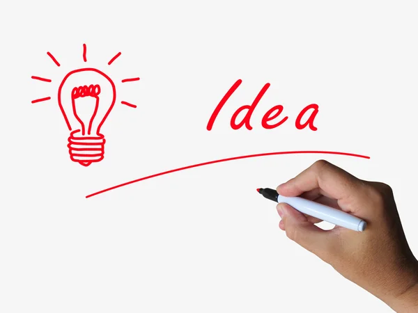 Idé och glödlampa visar ljusa idéer och koncept — Stockfoto