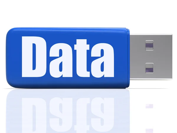 Daten-Stick zeigt digitale Informationen und Datenfluss — Stockfoto