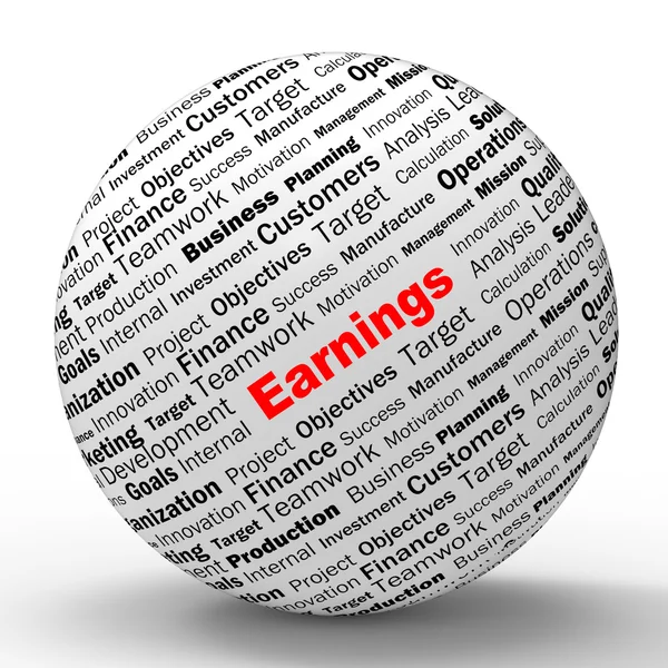 Earnings Sphere Definition Shows Lucrative Incomes Or Profits — Stock Photo, Image