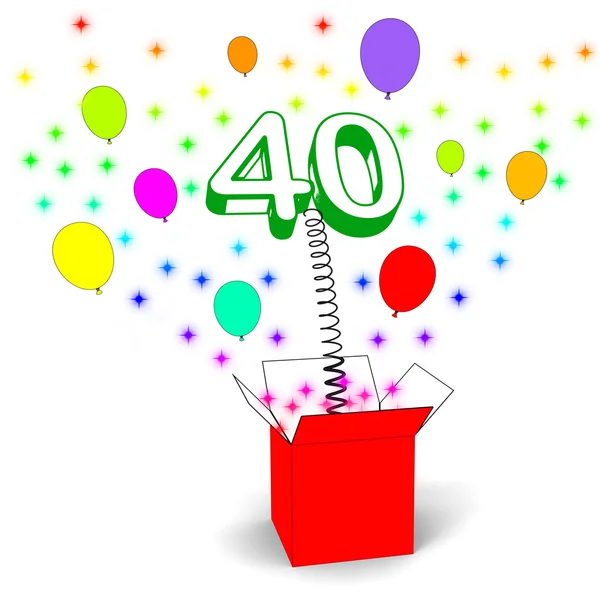 Number Forty Surprise Box Means Unexpected Celebration Or Party — Stock Photo, Image