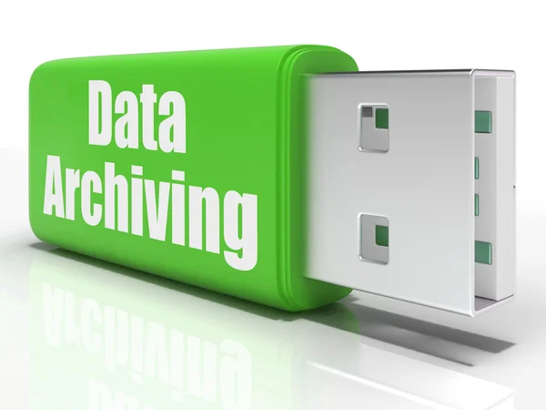 Datenarchivierung Stick zeigt Datenspeicherung und Organisation — Stockfoto
