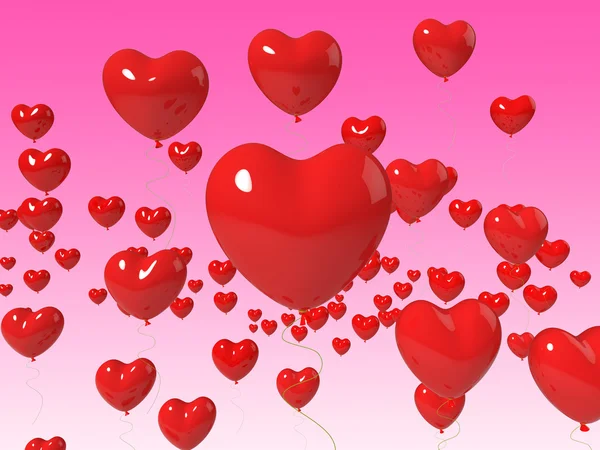 Herz-Luftballons zeigen Hochzeitstag und Romantik — Stockfoto