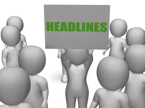 Headlines Board Character Shows Last Minute News Or Newspaper Pu — Stock Photo, Image