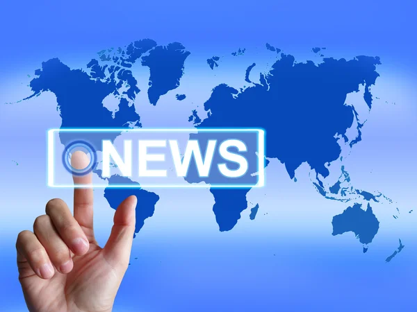 News Map Shows Worldwide Newspaper or Media Information — Stock Photo, Image
