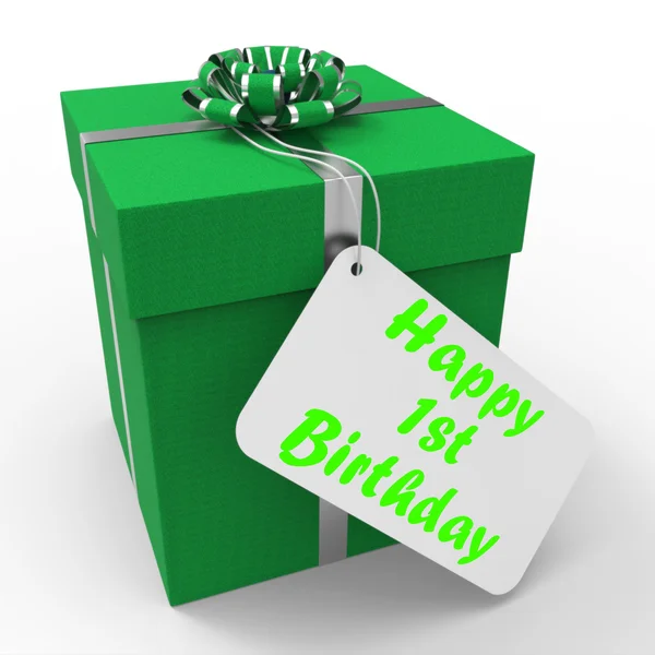 Happy 1st Birthday Gift Shows Celebrating Turning One — Stock Photo, Image