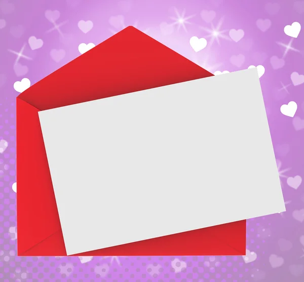 Red Envelope With Note card Shows Romance And Love — Stock Photo, Image