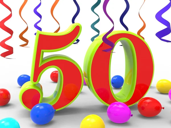 Number Fifty Party Shows Happiness And Celebrations — Stock Photo, Image