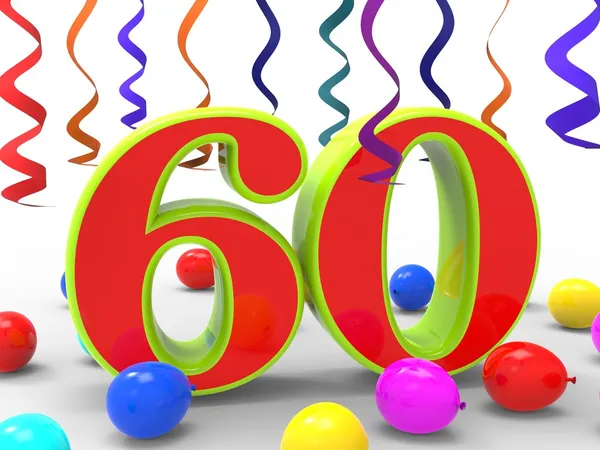 Number Sixty Party Shows Sixtieth Birthday Party Or Anniversary — Stock Photo, Image