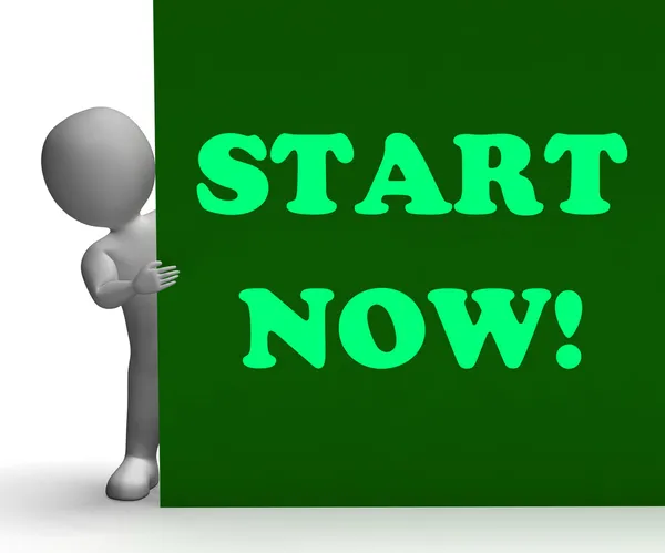 Start Now Sign Means Immediate Action Or Beginning — Stock Photo, Image