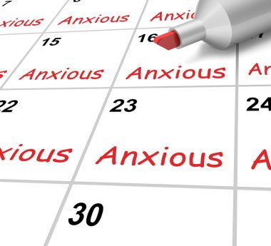 Anxious Calendar Shows Worried Fearful And Concerned clipart