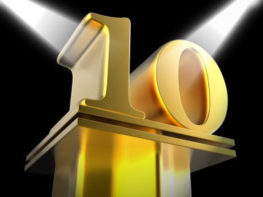 Golden Ten On Pedestal Means Cinema Awards Or Movie Excellence clipart