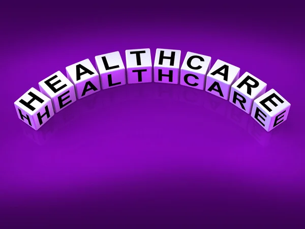 医疗保健的骰子显示医疗健康和卫生检查 — 图库照片