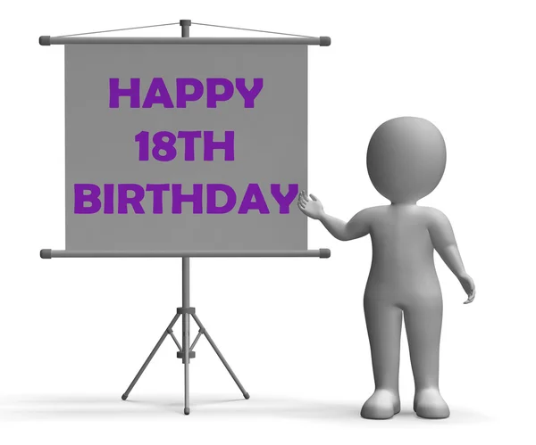 Mutlu on sekizinci doğum günü yönetim kurulu mutlu kutlama gösterir. — Stok fotoğraf