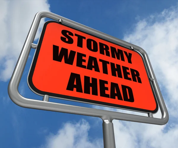 Stormy Weather Ahead Sign Shows Storm Warning or Danger — Stock Photo, Image